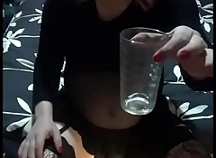 Crossdressing sissy mark wright wishing this was your piss and cum he was swollowing down transmitted to back of his throat as he drinks his own piss and cum immigrant a glass