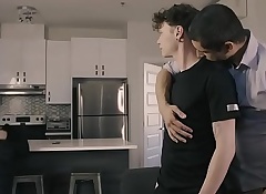 Daddy fucks twink step-son after fight close by mom