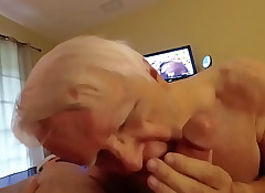 Verbal top praises this elderly grandpa for his oral skills during a blowjob